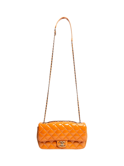 Pre-loved CHANEL 2015 Patent Flap Bag, Mustard Yellow - view 2, Yellow