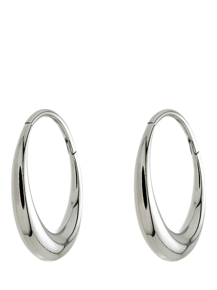 Tish Lyon Titanium Dome Hoop Earrings, Platinum, Platinum