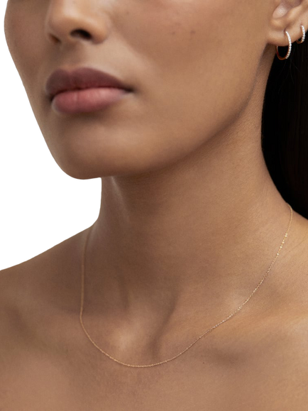 Monica Vinader 14ct Yellow Gold Fine Chain Necklace - view 2, Gold