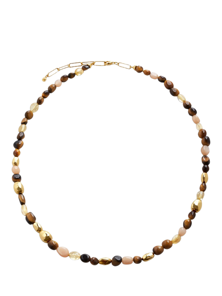 Monica Vinader Rio Beaded Tiger's Eye Necklace, Brown, Brown