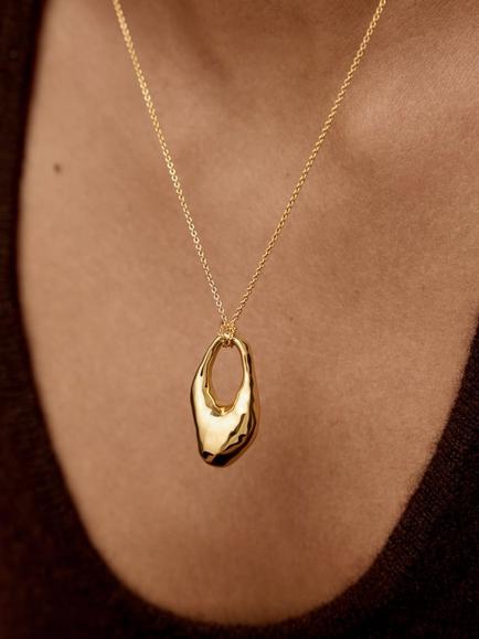 Monica Vinader Antica Bold Chain Pendant Necklace, Gold - view 2, Gold