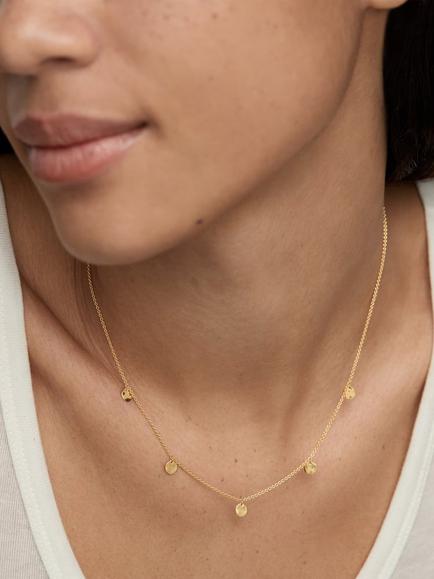 Monica Vinader Siren Muse Disc Station Necklace, Gold - view 2, Gold