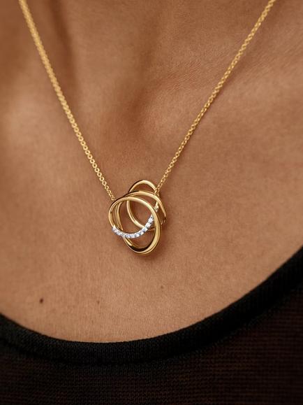 Monica Vinader Nura Wrap Lab Pavé Diamond Necklace, Gold - view 2, Gold