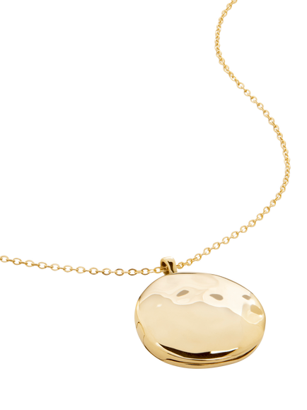 Monica Vinader 14ct Yellow Gold Siren Round Locket Necklace - view 2, Gold