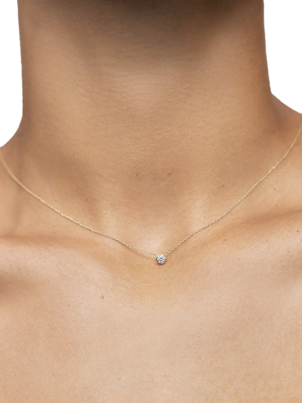 Monica Vinader 14ct Yellow Gold Lab Solitaire Diamond Necklace - view 2, Gold