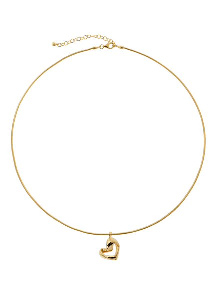 Monica Vinader Open Heart Snake Chain Necklace, Gold - view 2, Gold