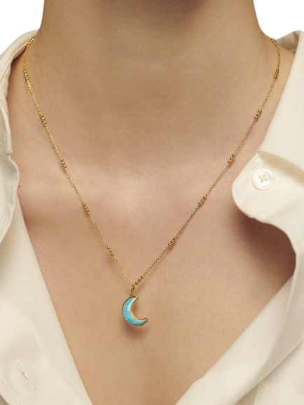 Monica Vinader Triple Beaded Chain Necklace, Gold - view 2, Gold