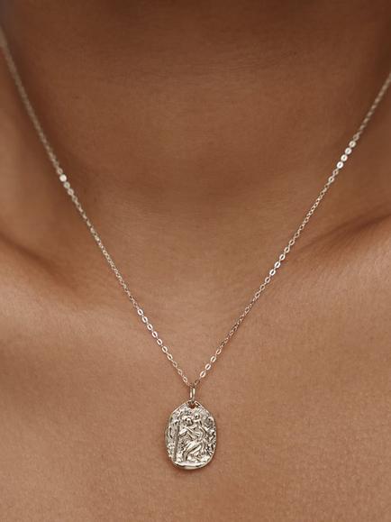 Monica Vinader St Christopher Pendant Necklace, Silver - view 2, Silver