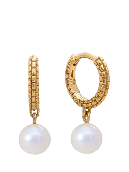Monica Vinader Heirloom Pearl Huggie Hoop Earrings, Gold, Gold