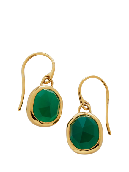 Monica Vinader Siren Green Onyx Drop Earrings, Gold, Green