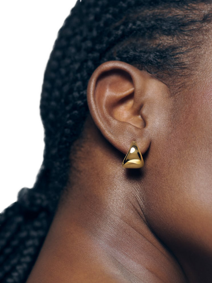 Monica Vinader Tapered Small Hoop Earrings, Gold - view 2, Gold