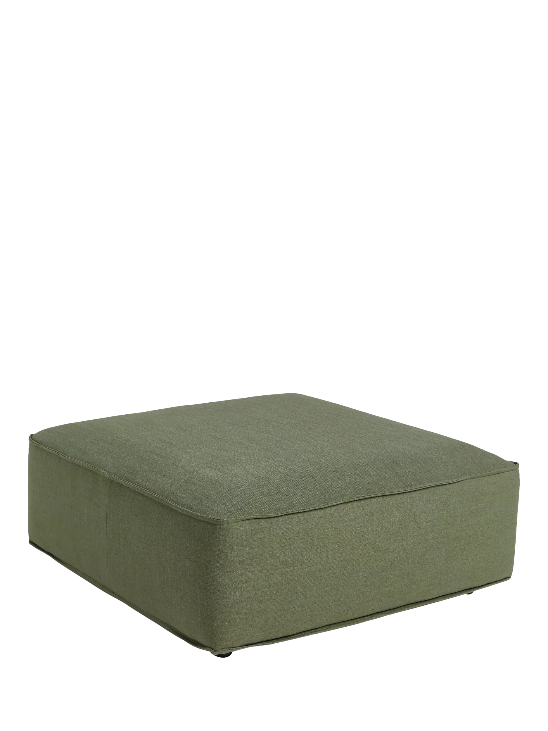 John Lewis OUTLET Border Footstool, Dark Leg, Relaxed Linen Olive