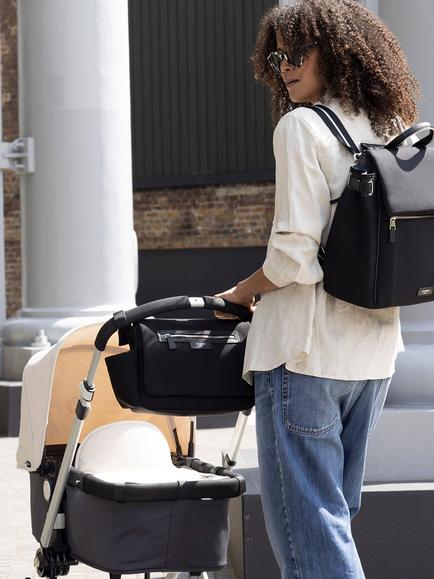 Storksak Luxe Stroller Organiser, Black/Silver - view 2, Black/Silver