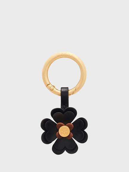 Gerard Darel Trefle Leather Keychain, Black/Tan, Black/Tan