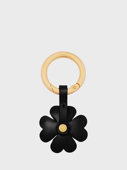 Gerard Darel Trefle Leather Keychain, Black/Tan - view 2, Black/Tan