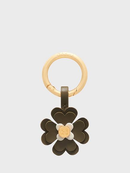 Gerard Darel Trefle Leather Keychain, Khaki/White, Khaki/White