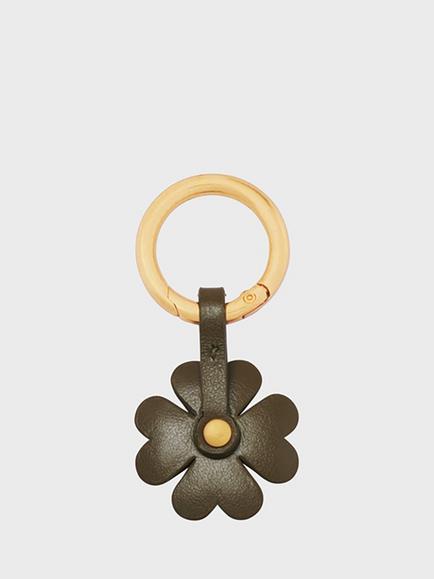 Gerard Darel Trefle Leather Keychain, Khaki/White - view 2, Khaki/White