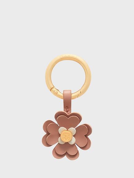 Gerard Darel Trefle Leather Keychain, Nude/White, Nude/White