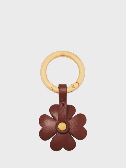 Gerard Darel Trefle Leather Keychain, Tan/Brown - view 2, Tan/Brown