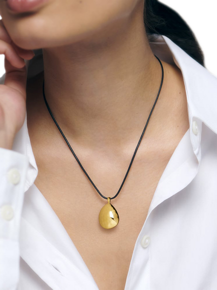 Monica Vinader Deia Pebble Pendant Necklace - view 2, Gold