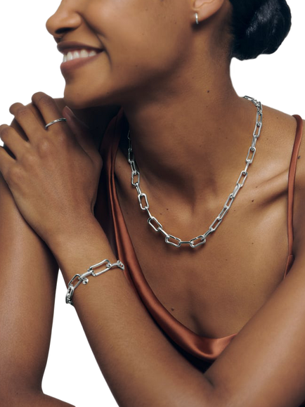 Monica Vinader Alta Hinge Link Charm Necklace - view 2, Silver
