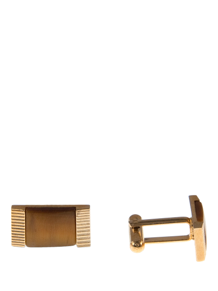 Pre-loved Vintage Tigers Eye Cufflinks, Circa 1980s, Brown, Brown