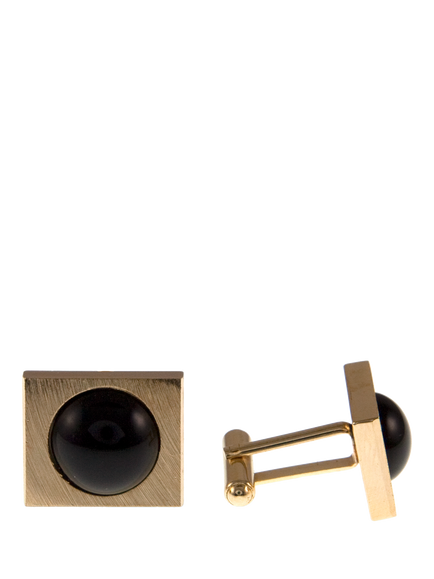 Pre-loved Vintage Onyx Cabochon Cufflinks, Circa 1980s, Black, Black