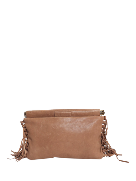 Pre-loved Miu Miu Leather Tassel Clutch Bag, Brown, Brown