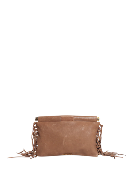 Pre-loved Miu Miu Leather Tassel Clutch Bag, Brown - view 2, Brown