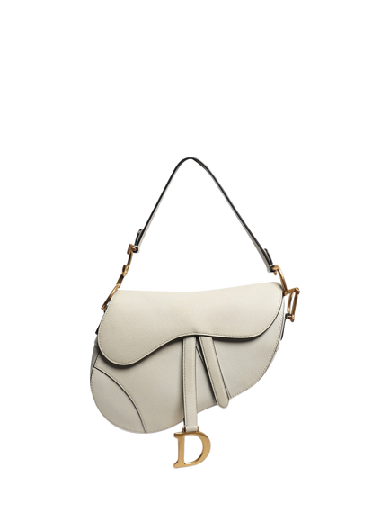 Pre-loved Dior 2011 Grained Calfskin Saddle Bag, Cream, Cream