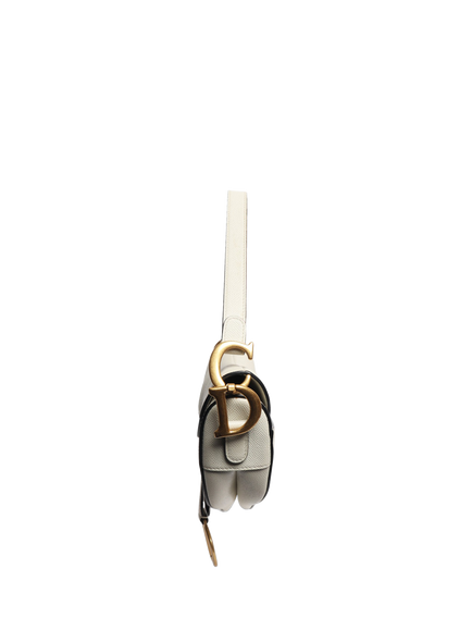 Pre-loved Dior 2011 Grained Calfskin Saddle Bag, Cream - view 2, Cream
