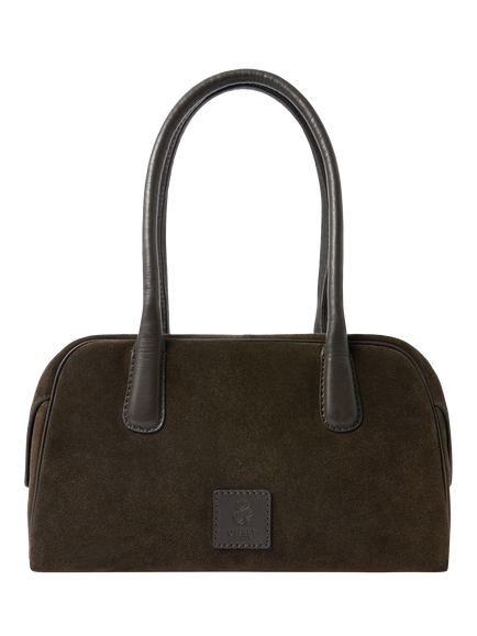 OSPREY LONDON Maria Suede Barrel Bag, Chocolate