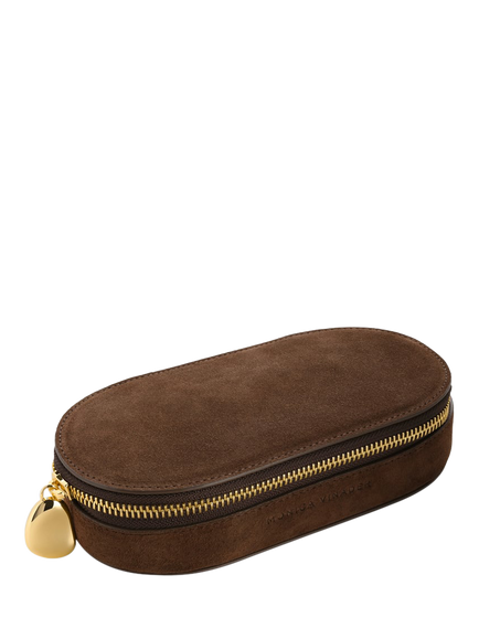 Monica Vinader Oval Suede Jewellery Box, Chocolate