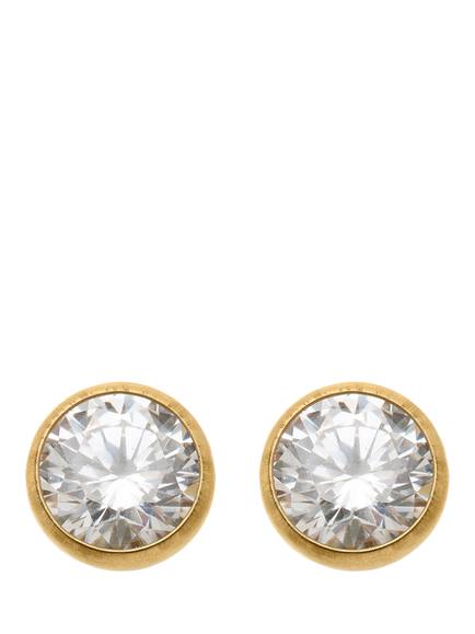 Tish Lyon Crystal Threadless Stud Earrings, Gold, Gold
