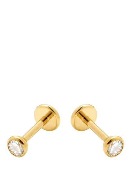 Tish Lyon Crystal Stud Earrings, Gold - view 2, Gold
