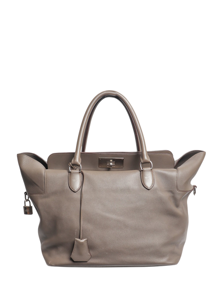 Pre-loved Hermès 2012 Gris Etain Swift Leather Tool Box Bag, Grey, Grey