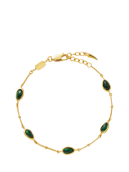 Missoma Gemstone Charm Bracelet, M/L, Gold/Green