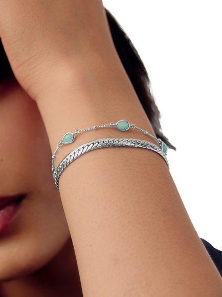 Missoma Amazonite Charm Bracelet, Silver/Blue - view 2, Silver/Blue