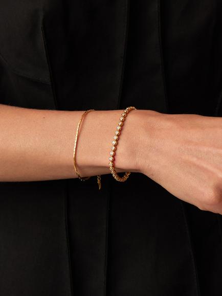 Missoma Round Tennis Crystal Bracelet - view 2, Gold