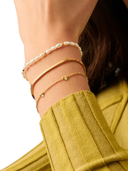 Missoma Molten Heart Mini Charm Bracelet, Gold - view 2, Gold