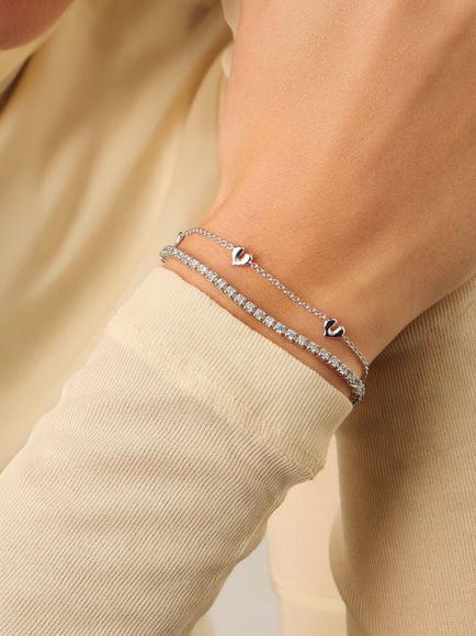 Missoma Mini Heart Charm Bracelet, Silver - view 2, Silver