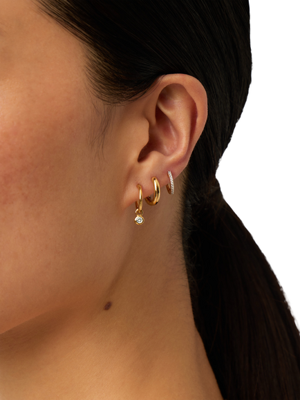 Missoma Crystal Birthstone Mini Hoop Earrings, Gold - view 2, Gold