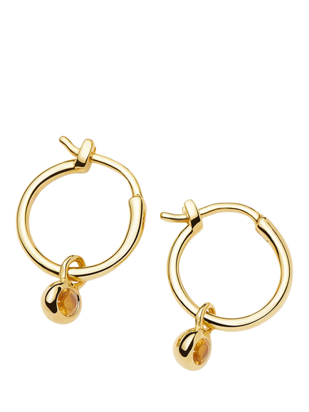 Missoma Citrine Birthstone Mini Hoop Earrings, Gold, Gold