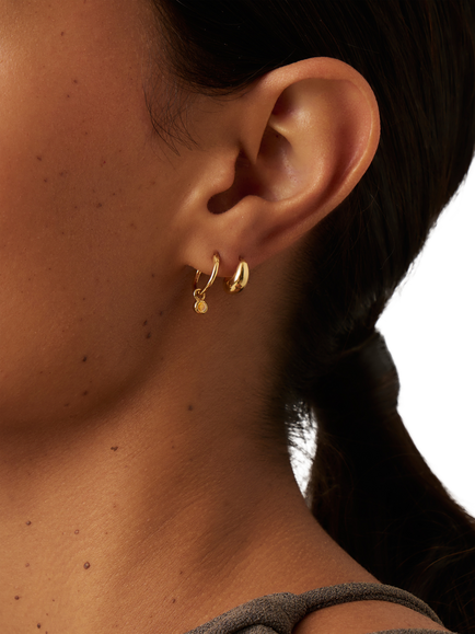 Missoma Citrine Birthstone Mini Hoop Earrings, Gold - view 2, Gold