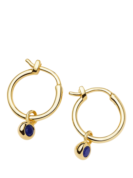 Missoma Lapis Birthstone Mini Hoop Earrings, Gold, Gold