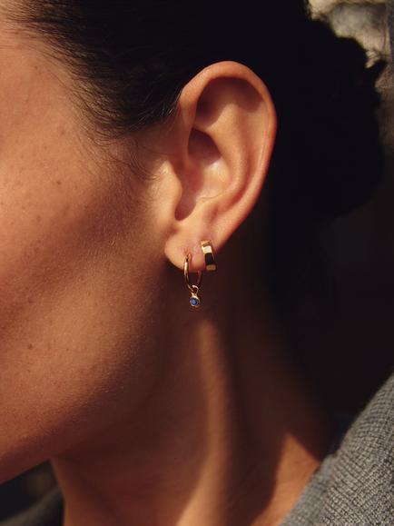 Missoma Lapis Birthstone Mini Hoop Earrings, Gold - view 2, Gold