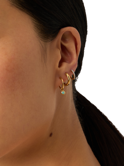 Missoma Aquamarine Birthstone Mini Hoop Earrings, Gold - view 2, Gold