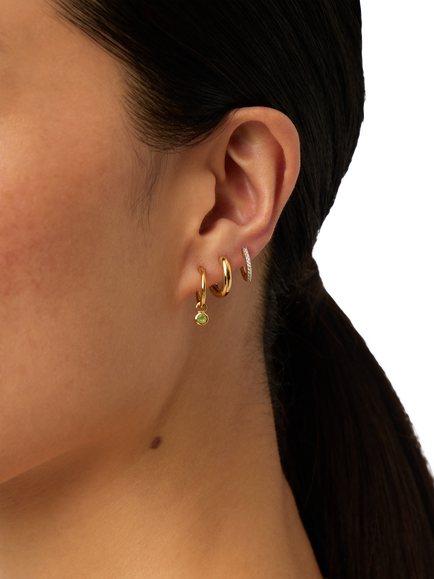 Missoma Peridot Birthstone Mini Hoop Earrings, Gold - view 2, Gold