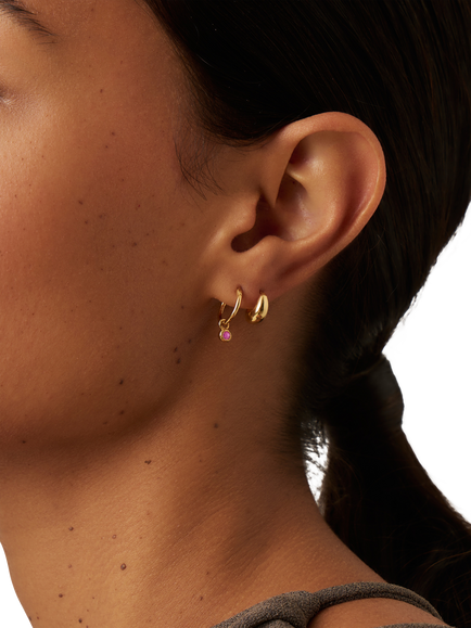 Missoma Tourmaline Birthstone Mini Hoop Earrings, Gold - view 2, Gold