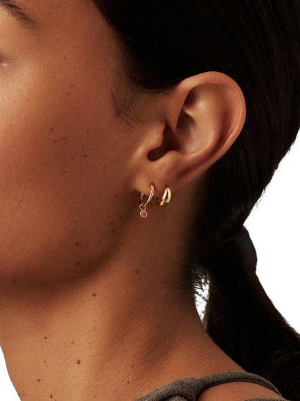 Missoma Birthstone Mini Hoop Earrings, Gold - view 2, Gold